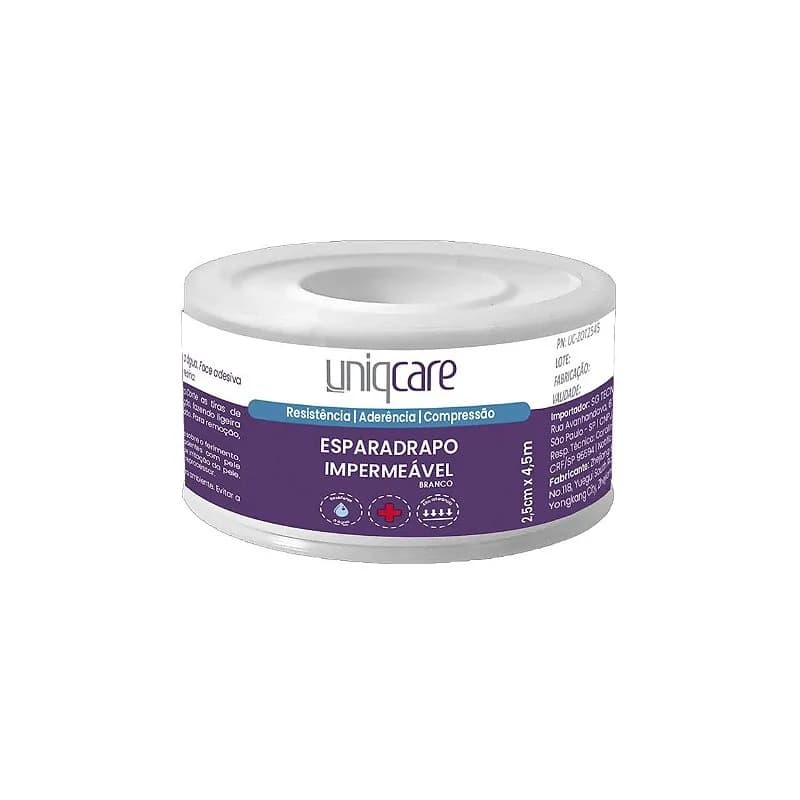 Esparadrapo Impermeável Branco de 2,5cm x 4,5m da Uniqmed - Unidade