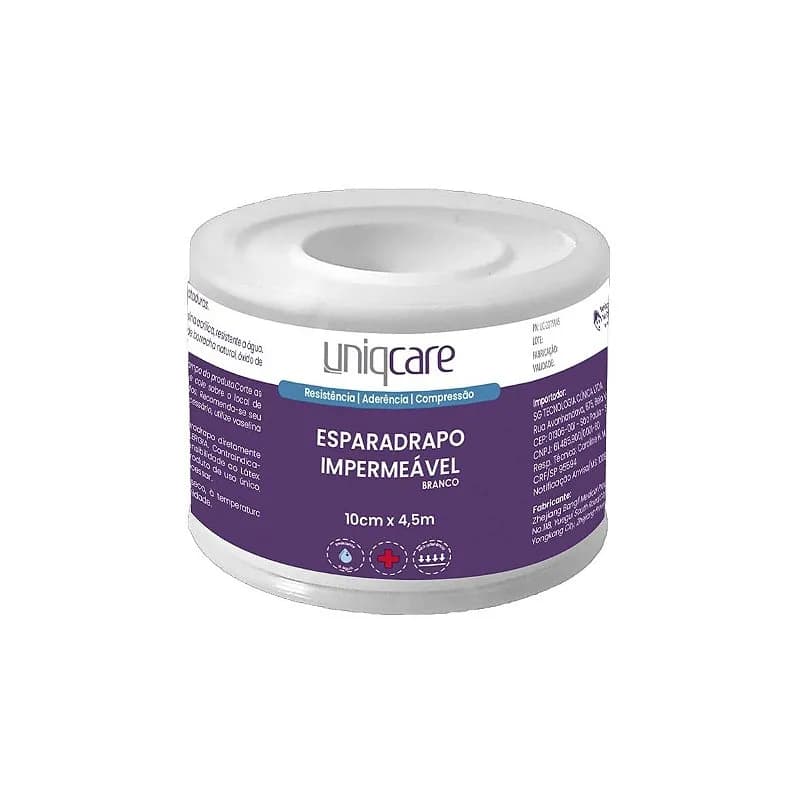 Esparadrapo Impermeável Branco de 10cm x 4,5m da Uniqmed - Unidade