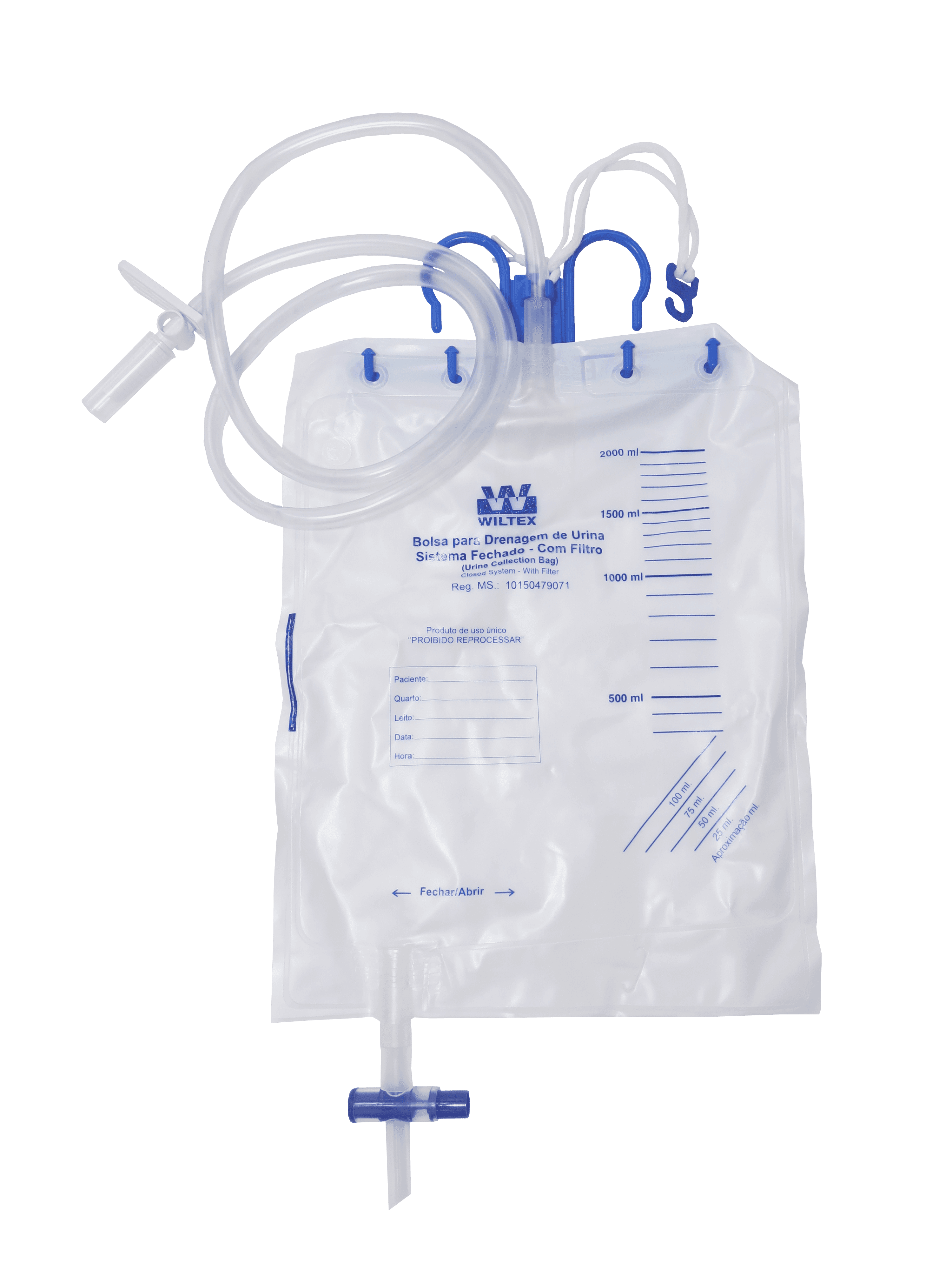 Bolsa Urina Sistema Fechado com Filtro – Wiltex