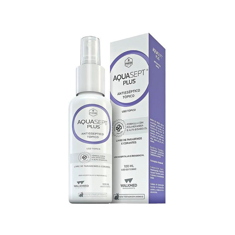 AQUASEPT PLUS, Solução Aquosa para Higienização da Pele com Polihexanida PHMB da Walkmed - Unidade