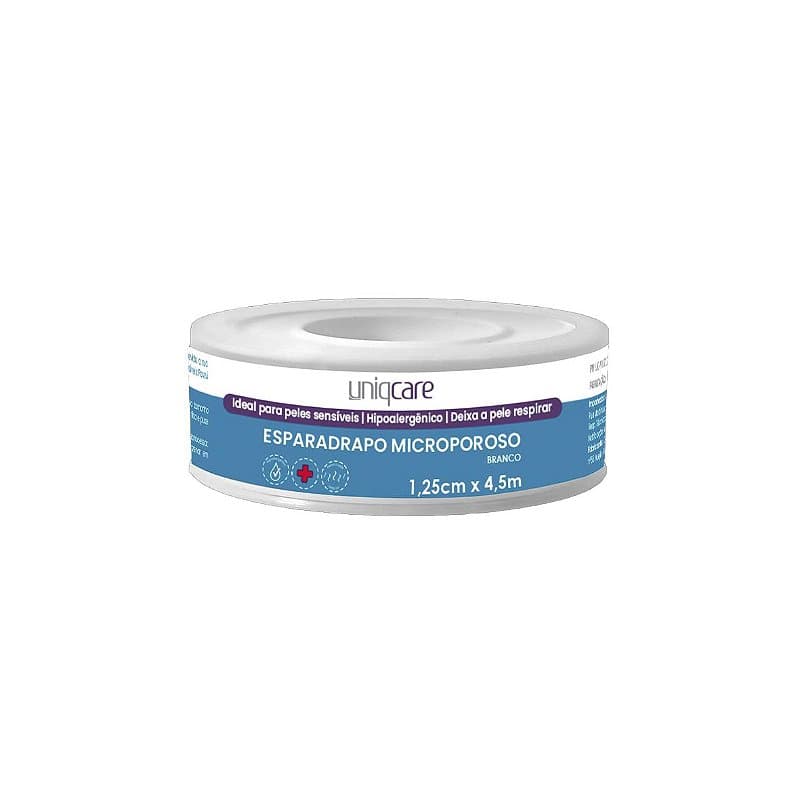 Esparadrapo Microporoso Branco de 1,25cm x 4,5m da Uniqcare - Unidade