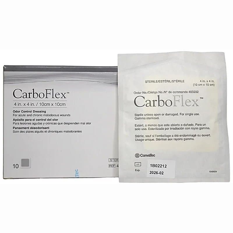 Curativo Carboflex Carvao Ativado Com Alginato de Cálcio e Sódio 10cm x 10cm - Convatec