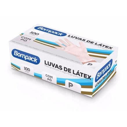 Luvas de Látex Bompack com Pó Tamanho P 100 Unidades - Portal do Médico