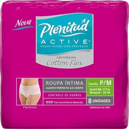 Roupa Íntima Plenitud Active Mulher Cotton Flex P/M 8 unidades - Portal do Médico