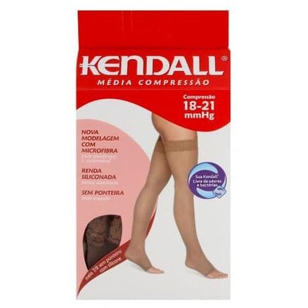 Meia Longa 7/8 Média Compressão Renda com Silicone Sem Ponteira Mel M - Portal do Médico