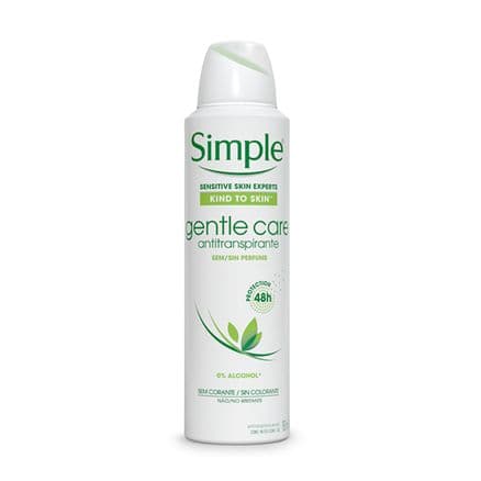 Desodorante Aerosol Simple Gentle Care Antitranspirante Sem Perfume 150ml - Portal do Médico