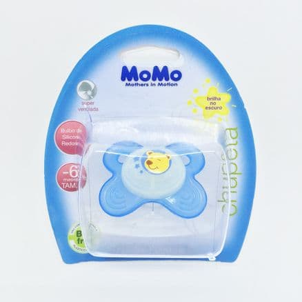 Chupeta Momo Brilha no Escuro Silicone Redondo Azul 0 - 6 meses Tam 1 - Portal do Médico