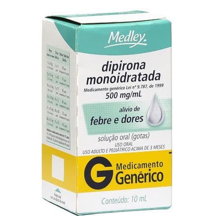 Dipirona Monoidratada 500mg/ml Solução Oral Gotas 10ml Generico Medley - Portal do Médico