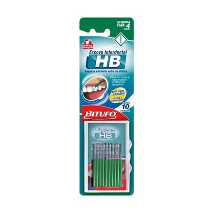 Escova Bitufo Interdental Hb Cilíndrica Fina 4mm 10 unidades - Portal do Médico