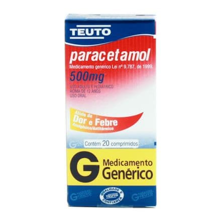 Paracetamol 500mg 20 comprimidos Generico Teuto - Portal do Médico