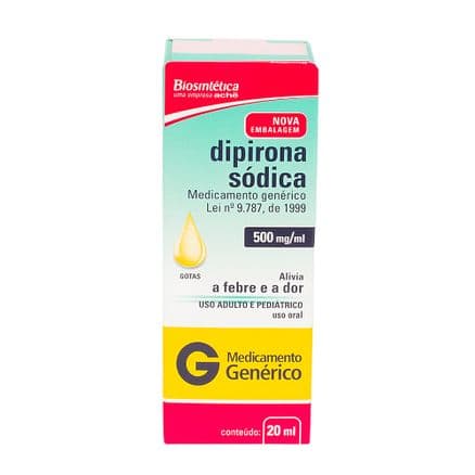 Dipirona 500mg Gotas 20ml Generico Biosintética - Portal do Médico