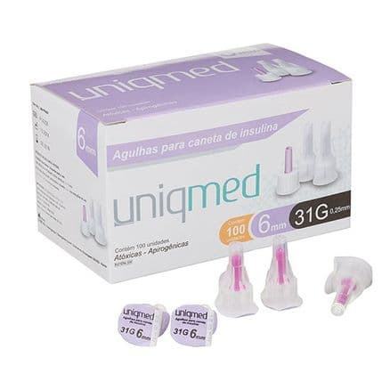 Agulha para Caneta de Insulina Uniqmed 31g 6mm com 100 Unidades - Portal do Médico