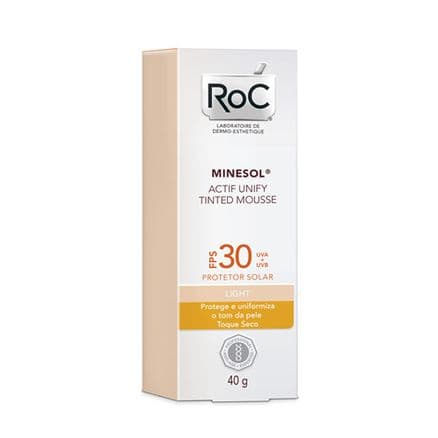 Protetor Solar Roc Minesol Actif Tinted Mousse Light FPS 30 40g - Portal do Médico