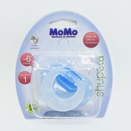 Chupeta Momo Silicone Ortodôntico Azul 0 - 6 meses Tam 1 - Portal do Médico