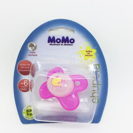 Chupeta Momo Brilha no Escuro Silicone Ortodôntico Rosa 0 - 6 meses Tam 1 - Portal do Médico