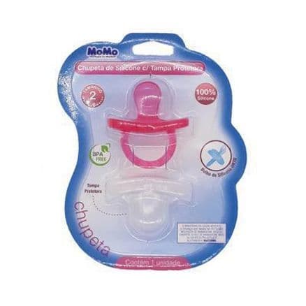Chupeta com Tampa Protetora Momo Silicone Ortodôntica Tamanho 2 Maior de 6 meses Cores Sortidas - Portal do Médico