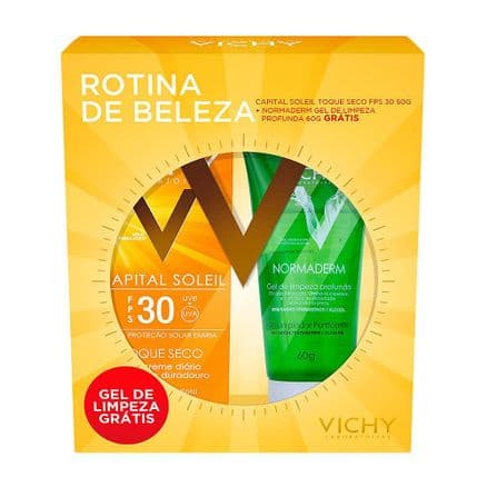 Protetor Solar Vichy Capital Soleil Toque Seco FPS 30 Gel 50g + Normaderm Gel de Limpeza Vichy 60g - Portal do Médico