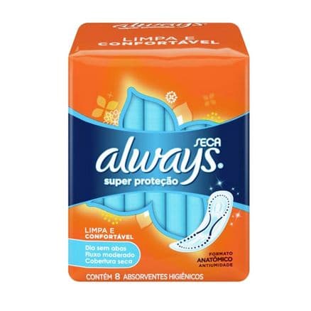 Absorvente Always Super Proteção Cobertura Seca Sem Abas 8 Unidades - Portal do Médico