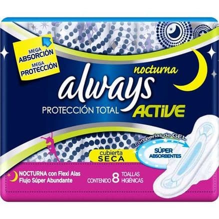 Absorvente com Abas Always c/ 8 Proteção Total Active Noturno - Portal do Médico