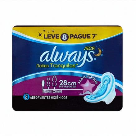 Absorvente Always Noites Tranquilas Cobertura Seca Abas Leve 8 Pague 7 Unidades - Portal do Médico