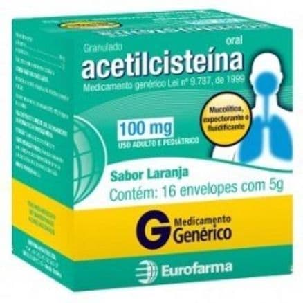 Acetilcisteina 100mg 16 envelopes de 5g Generico Eurofarma - Portal do Médico