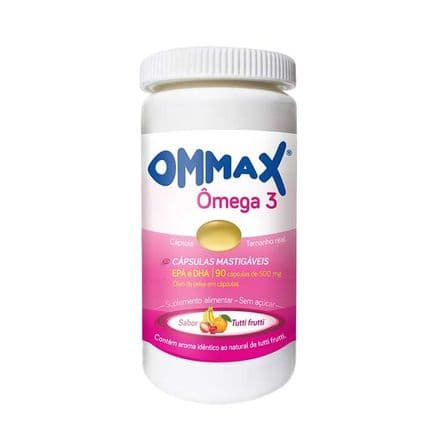 Ommax Omêga 3 Sabor Tutti Frutti 90 cápsulas mastigáveis - Portal do Médico