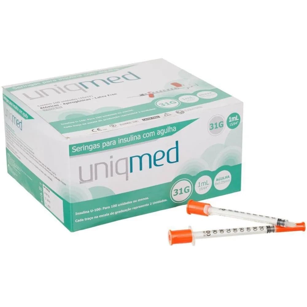 Seringas para Insulina 1mL com Agulha 6mm x 0,25mm