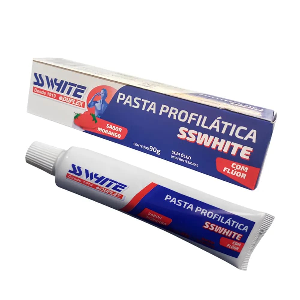 PASTA PROFILÁTICA DE SABOR MORANGO COM FLÚOR 90G SSWHITE