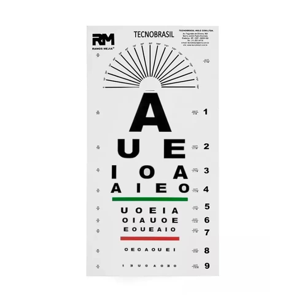 OPTOTIPO ABECEDARIO PARA TESTE DE VISÃO PLÁSTICO TECNOBRASIL