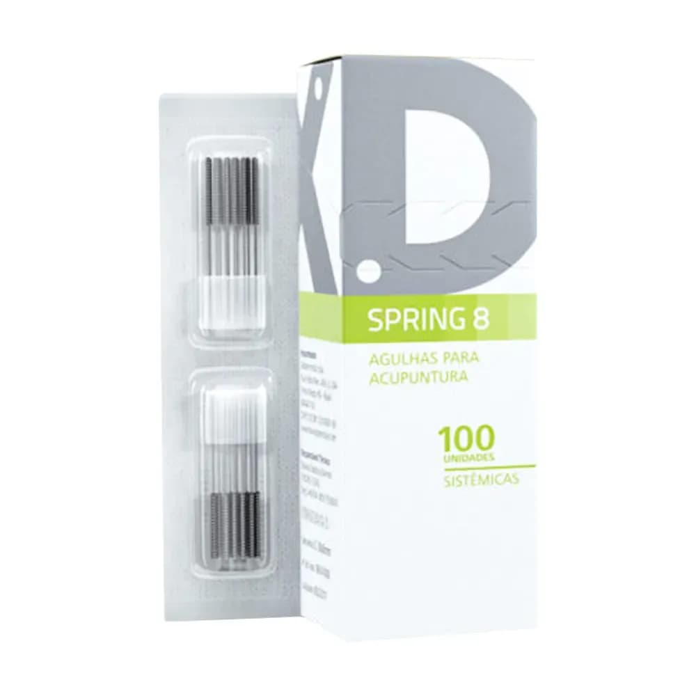 AGULHAS DE ACUPUNTURA SPRING 8 FÁCIAL 0,18X8MM C/100UN DUX