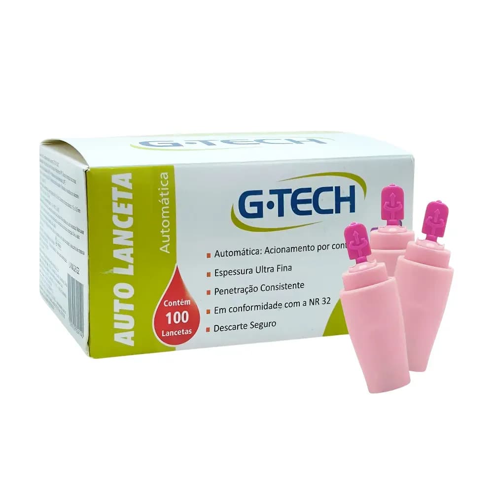 AUTO LANCETA ULTRA FINA AUTOMÁTICA 28G 100UN G-TECH