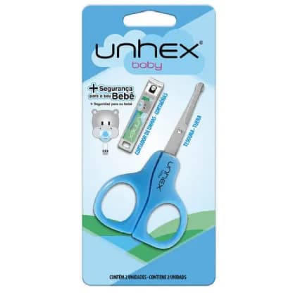Conjunto para Unhas Unhex Tesoura + Cortador Baby Azul 04010036