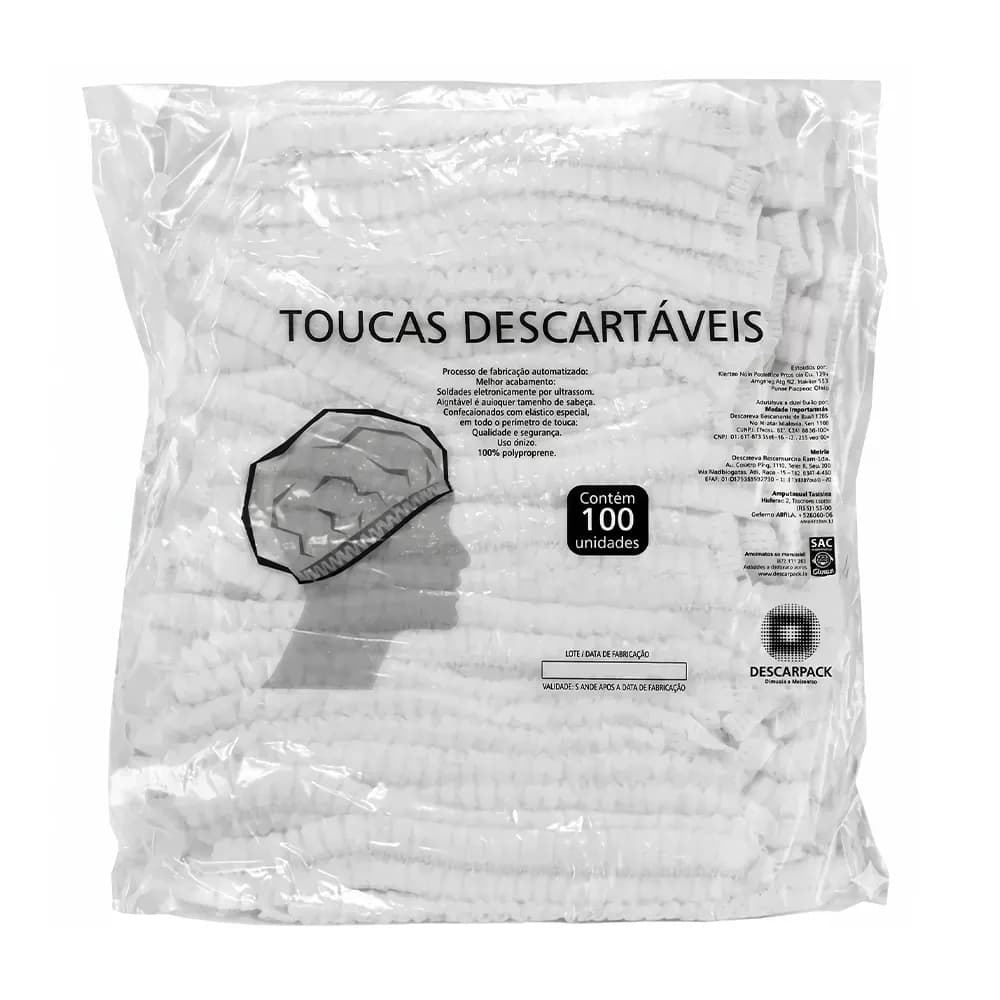 TOUCA SANFONADA ELÁSTICA EM TNT 100UN DESCARPACK