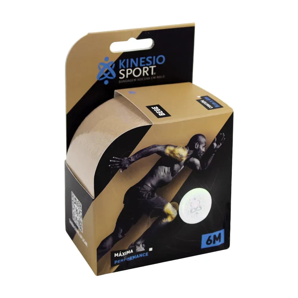 FITA BANDAGEM ELÁSTICA ADESIVA BEGE 5MX6CM KINESIOSPORT KINESIO
