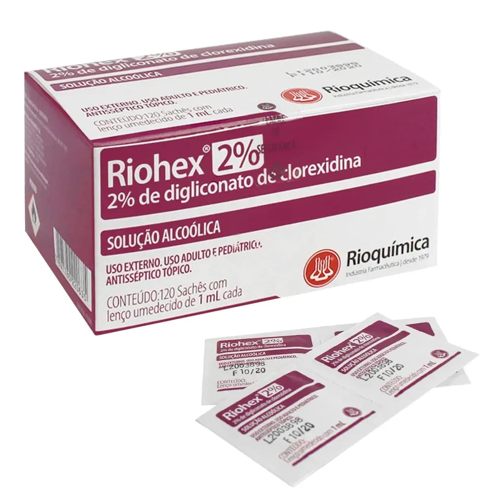 LENÇO UMEDECIDO SWAB CLOREXIDINA 2% 1ML C/120UN RIOQUÍMICA