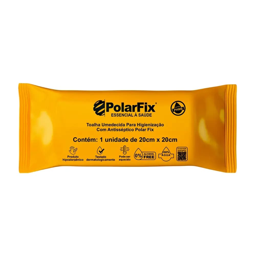 TOALHA UMEDECIDA PARA HIGIENIZAÇÃO ANTISSÉPTICO 20X20CM 50UN POLARFIX