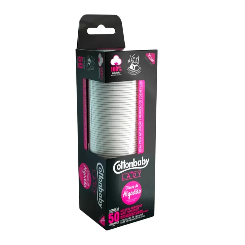 ALGODÃO EM DISCO PARA LIMPEZA FÁCIAL COM 50UN COTTONBABY