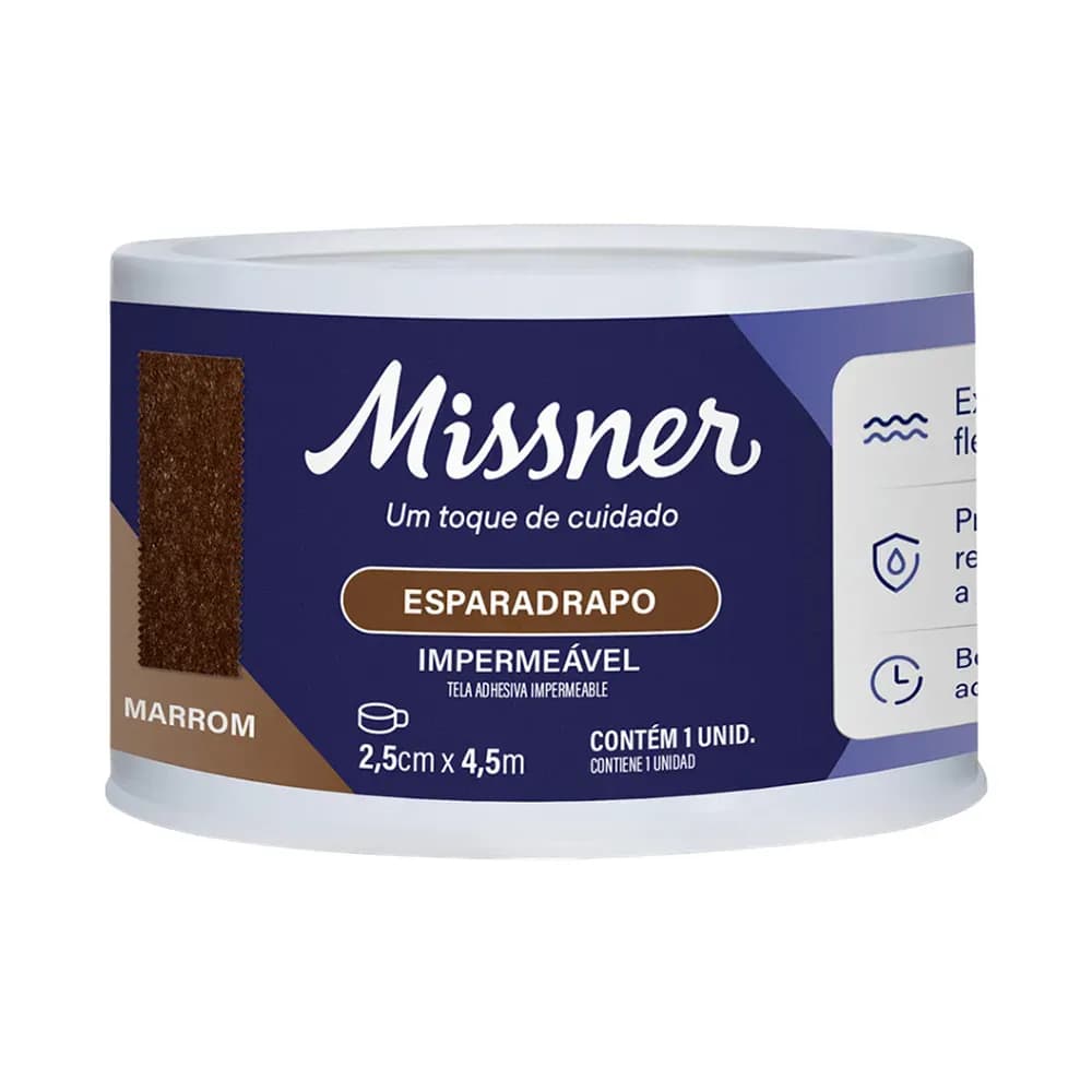 ESPARADRAPO IMPERMEÁVEL FLEXÍVEL MARROM 2,5CMX4,5M MISSNER