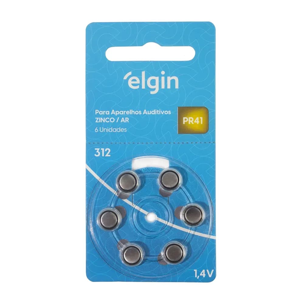 BATERIA P APARELHO AUDITIVO 312 PR41 1,4V 6 UNIDADES ELGIN