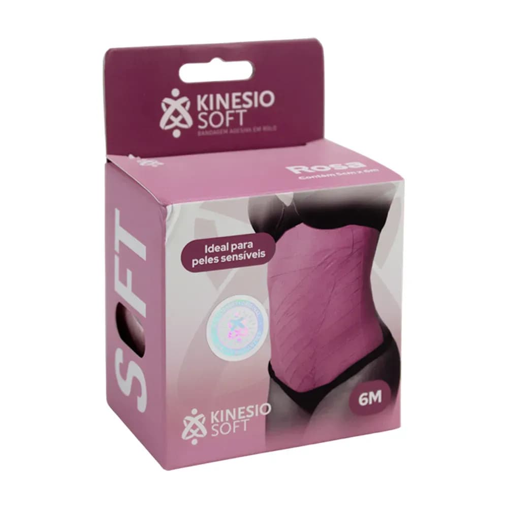 FITA BANDAGEM ELÁSTICA ADESIVA ROSA 5MX6CM KINESIOSOFT KINESIO