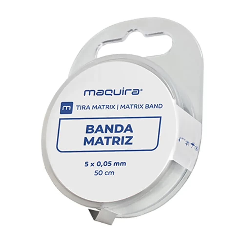 FITA BANDA MATRIZ METÁLICA AÇO INOX 0,05MMX5MM 50CM MAQUIRA