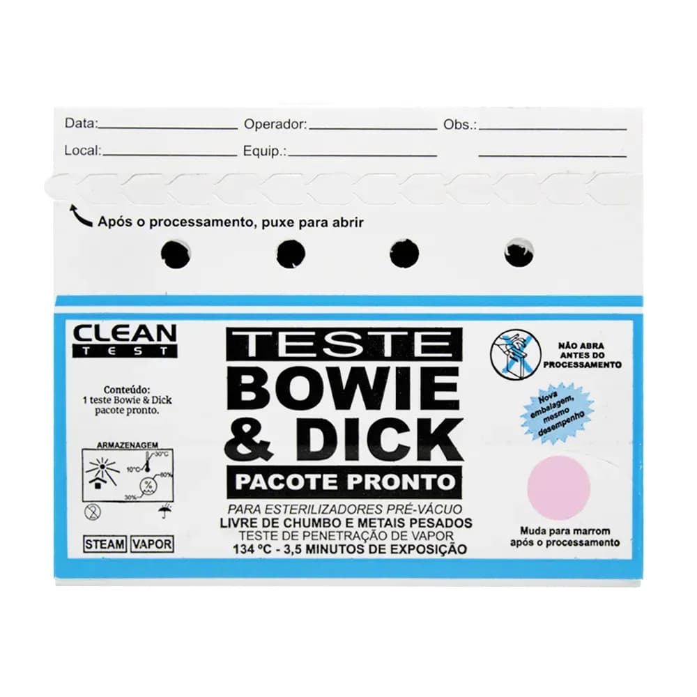 CLEAN TEST TESTE BOWIE E DICK AUTOCLAVE VAPOR PRONTO CLEANUP
