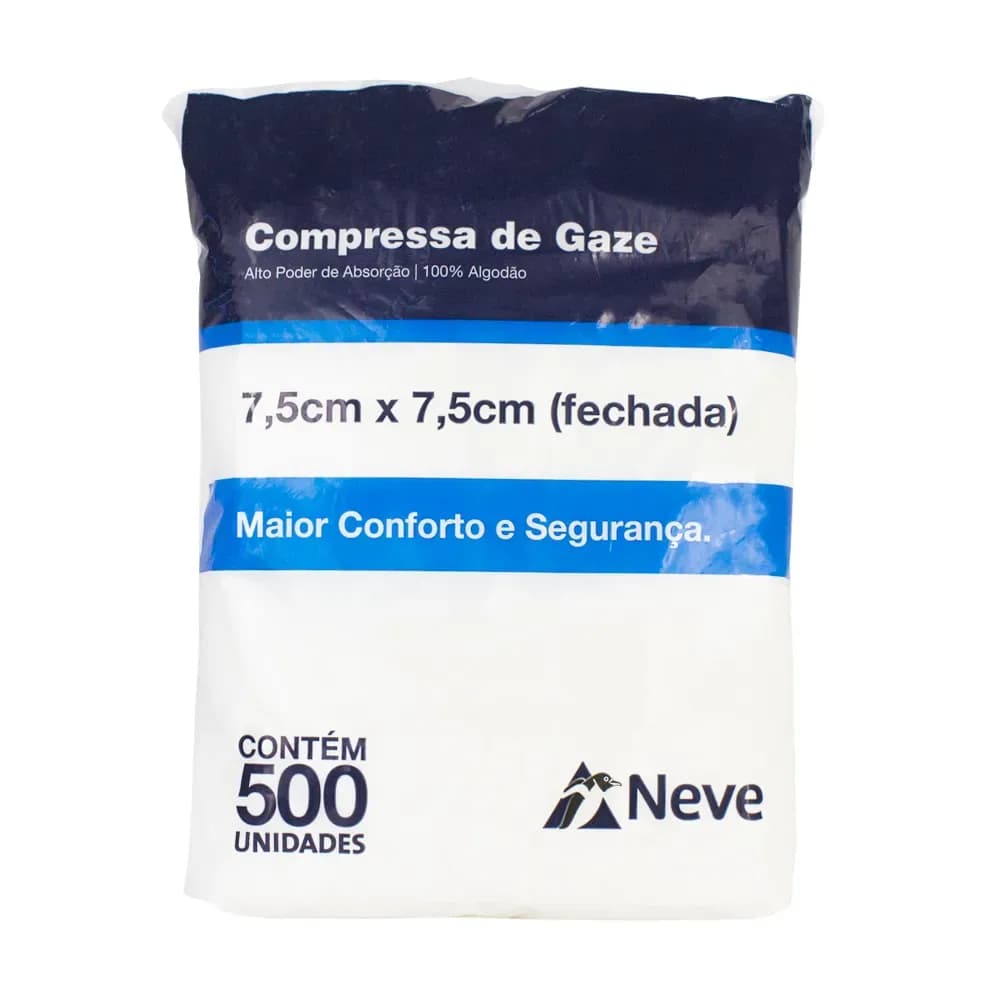 COMPRESSA DE GAZE 13 FIOS CROCHÊ TAM 7,5X7,5CM C/500UN NEVE