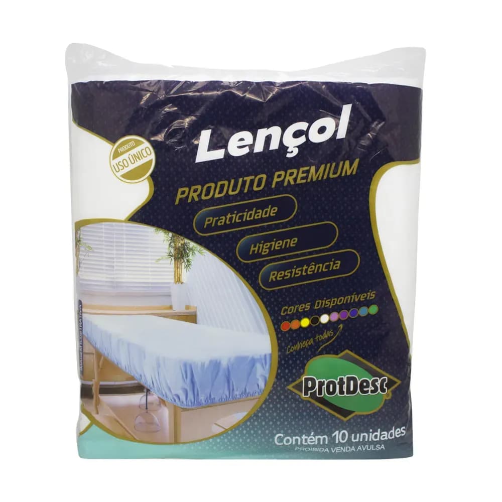 LENÇOL EM TNT SEM ELÁSTICO BRANCO 210x90CM 10UN PROTDESC