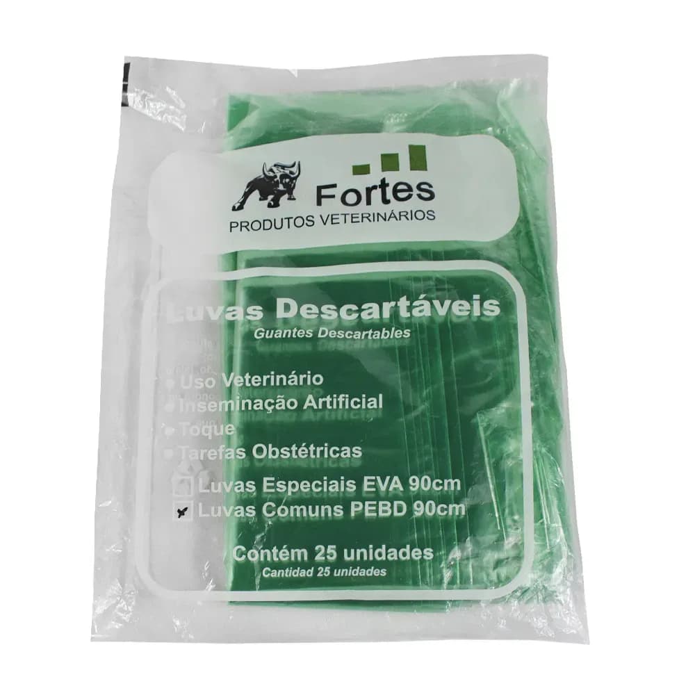 LUVA VETERINÁRIA DESCARTÁVEL PEBD C/25 UN 90CM FORTES