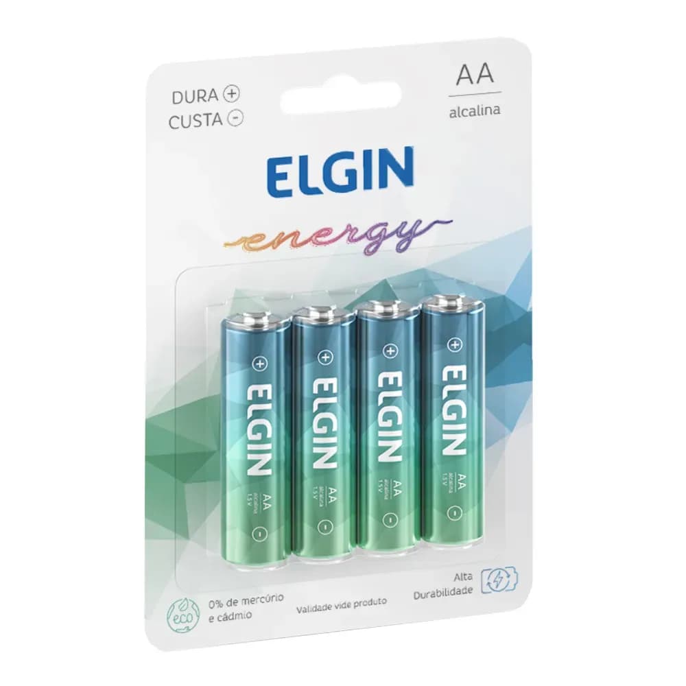PILHA AA ALCALINA COM ALTA DURABILIDADE 4UN ELGIN ENERGY