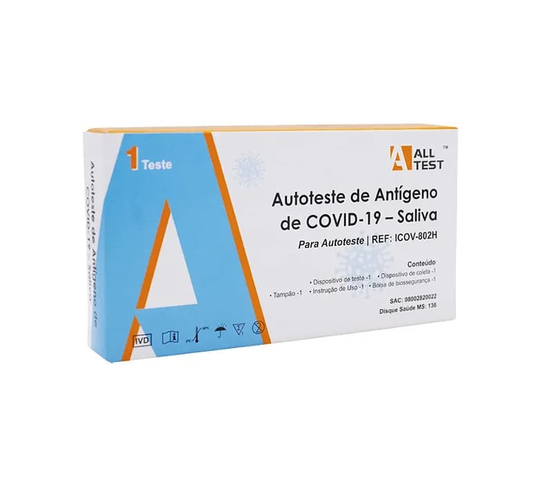 Autoteste COVID-19 Antígeno Saliva Alltest, caixa c/ 01 teste