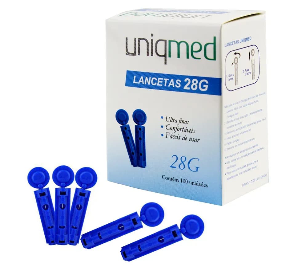 LANCETAS PARA CANETA LANCETADORA 28G COM 100UN UNIQMED