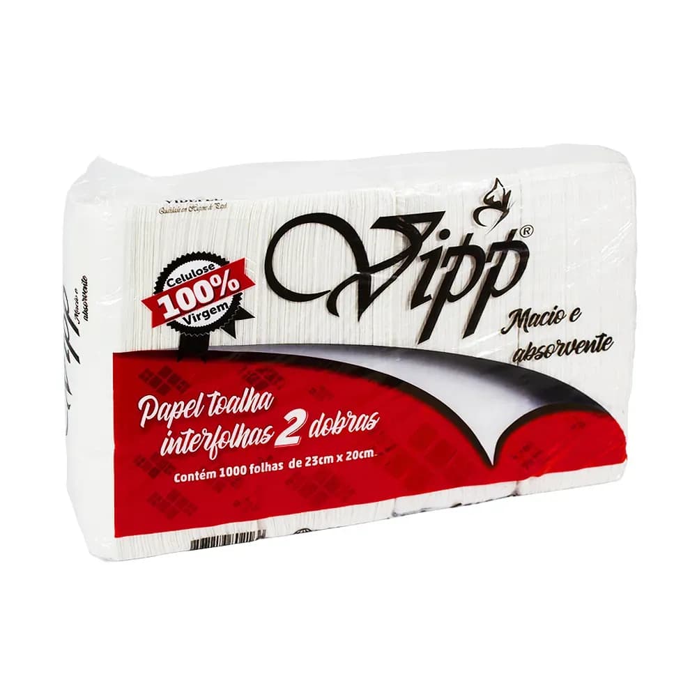 PAPEL TOALHA VIRGEM BRANCO 1000 FOLHAS 23X20CM VIPP PLUS GUAPEL