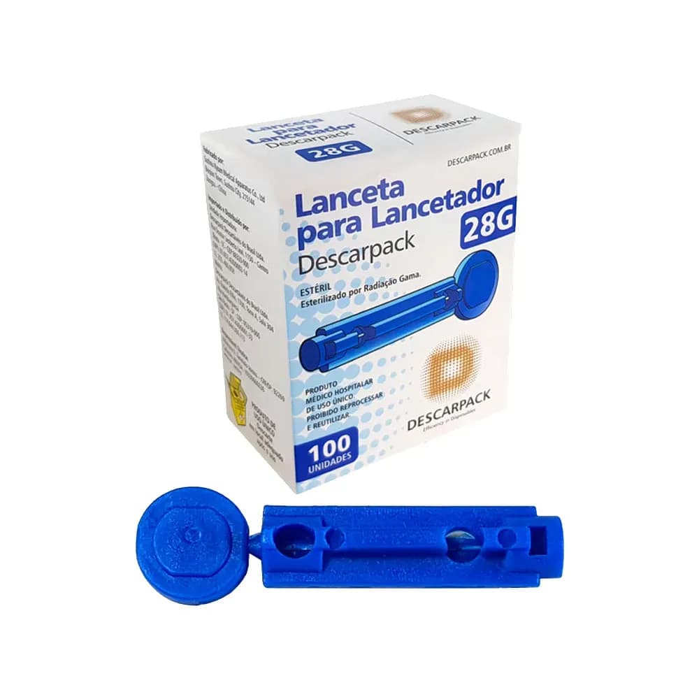 LANCETA PARA CANETA LANCETADORA 28G C/100UN DESCARPACK
